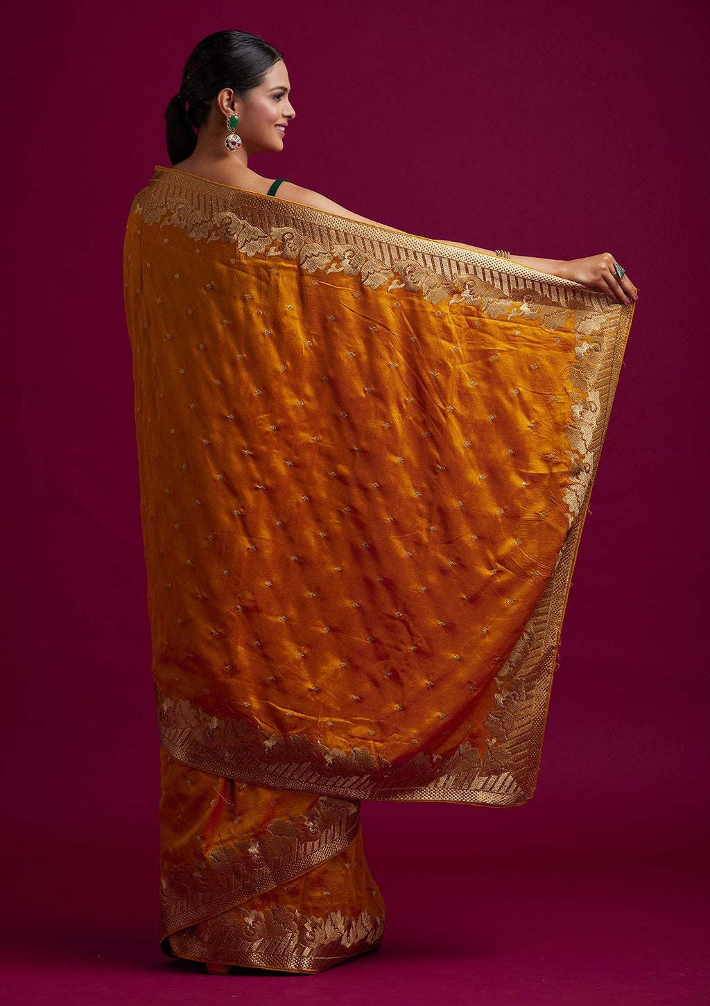 Yellow Zari Work Raw Silk Saree
