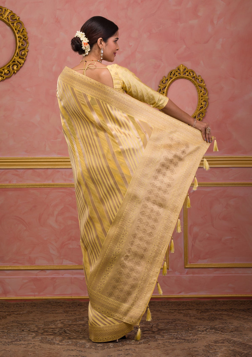 Yellow Zariwork Banarasi Silk Saree