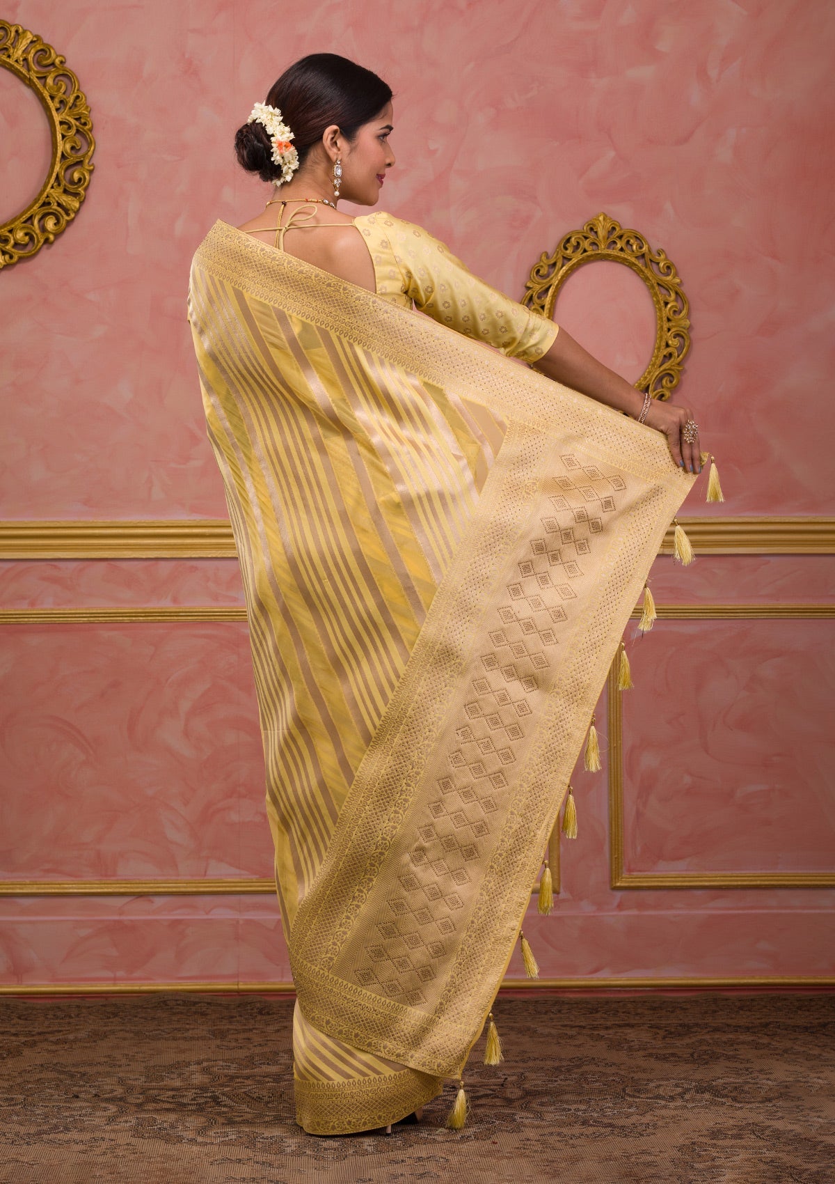 Yellow Zariwork Banarasi Silk Saree