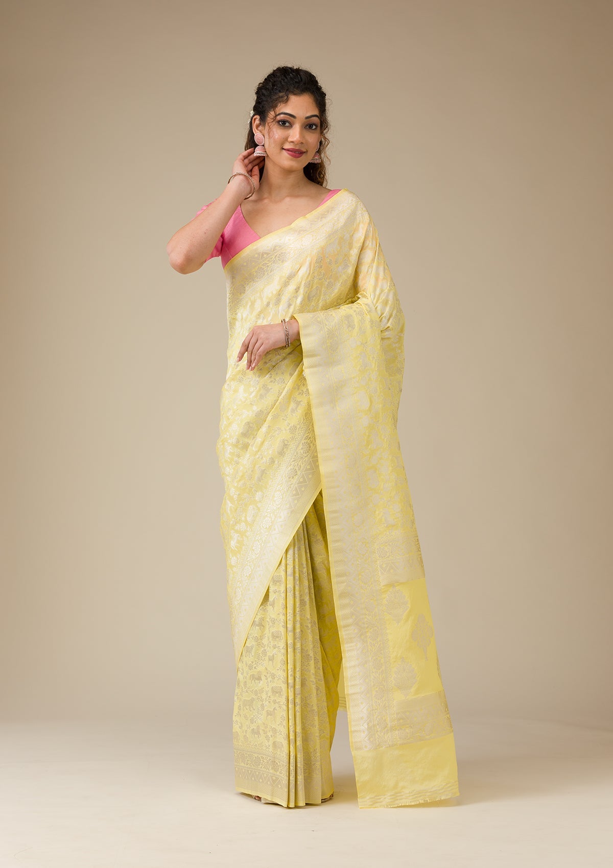Yellow Zariwork (Gold) Georgette Saree