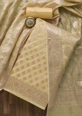 Yellow Zariwork Banarasi Unstitched Salwar Suit