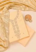 Yellow Zariwork Chanderi Unstitched Salwar Suit