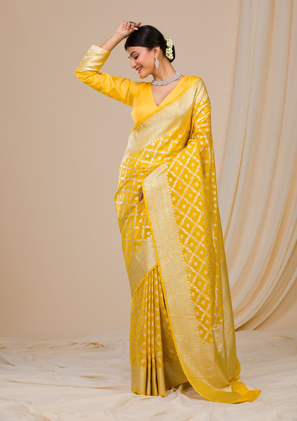 Yellow Zariwork Banarasi Silk Silk Saree