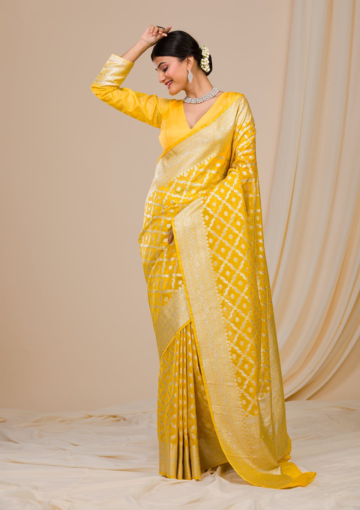 Yellow Zariwork Banarasi Silk Silk Saree