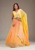 Yellow Zariwork Georgette Readymade Lehenga