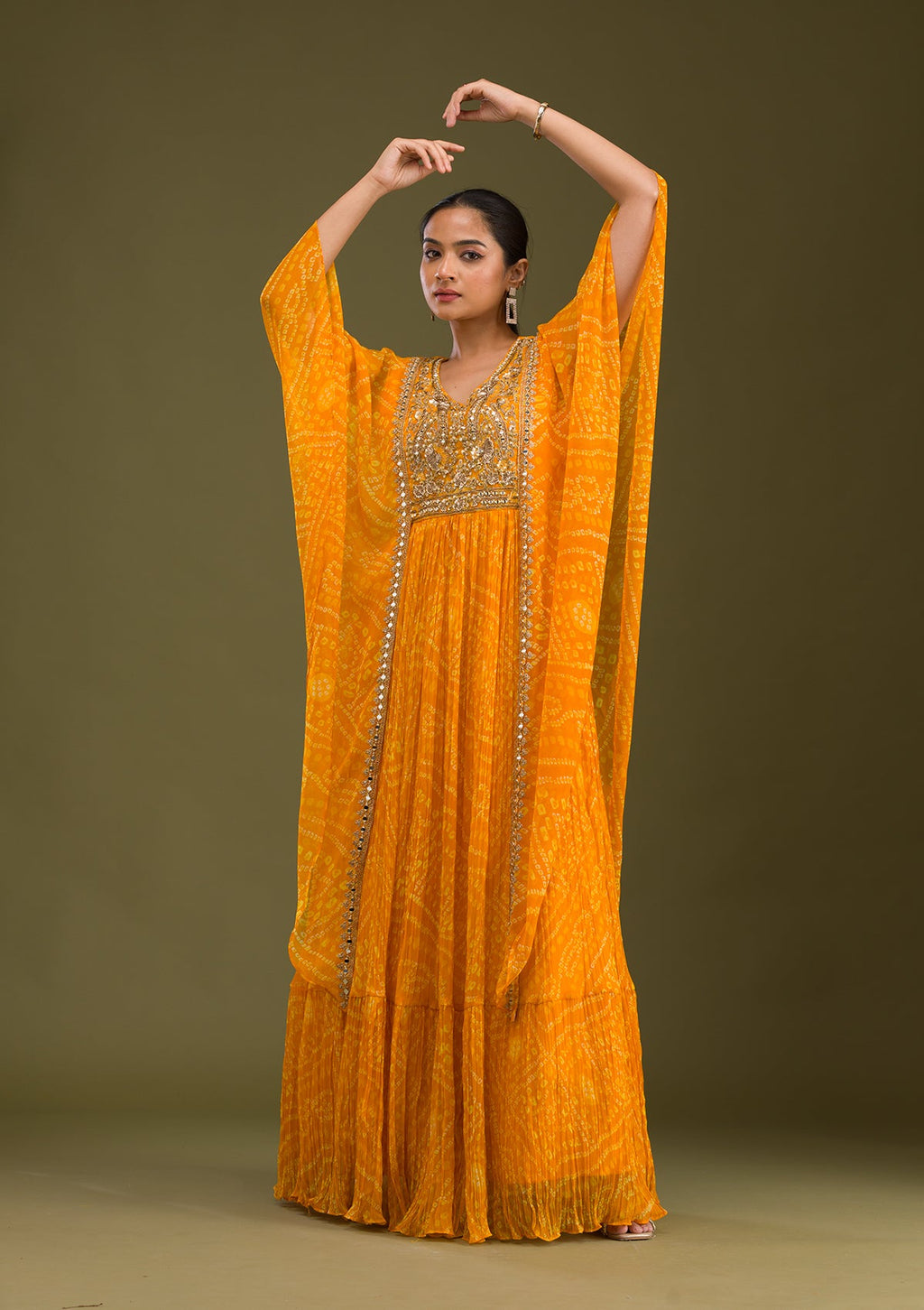 Yellow Zariwork Georgette Readymade Salwar Suit