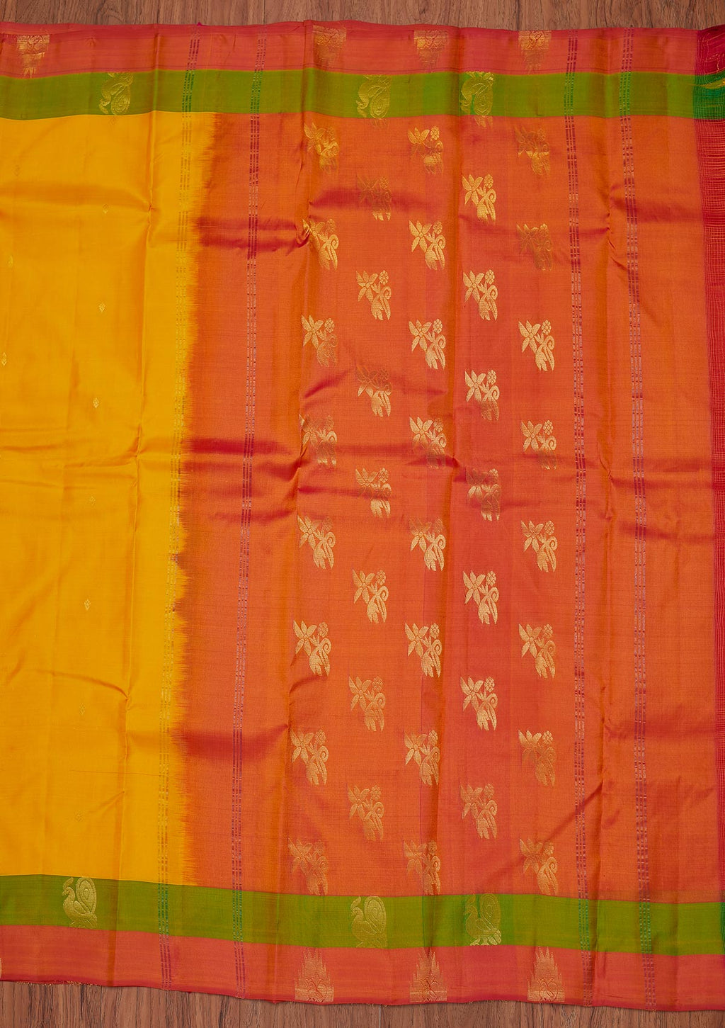 Yellow Zariwork Pure Silk Unstitched Saree