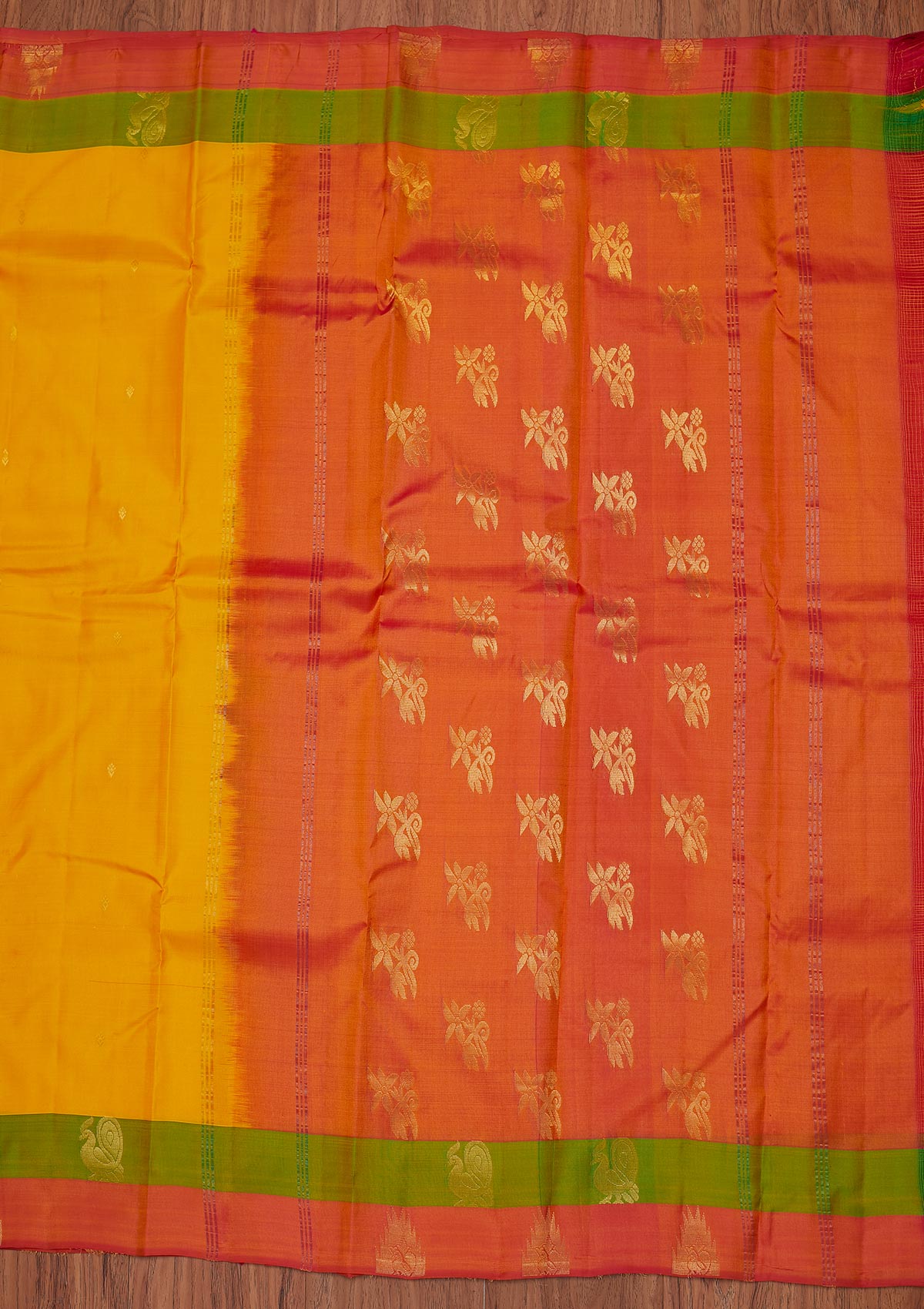 Yellow Zariwork Pure Silk Unstitched Saree