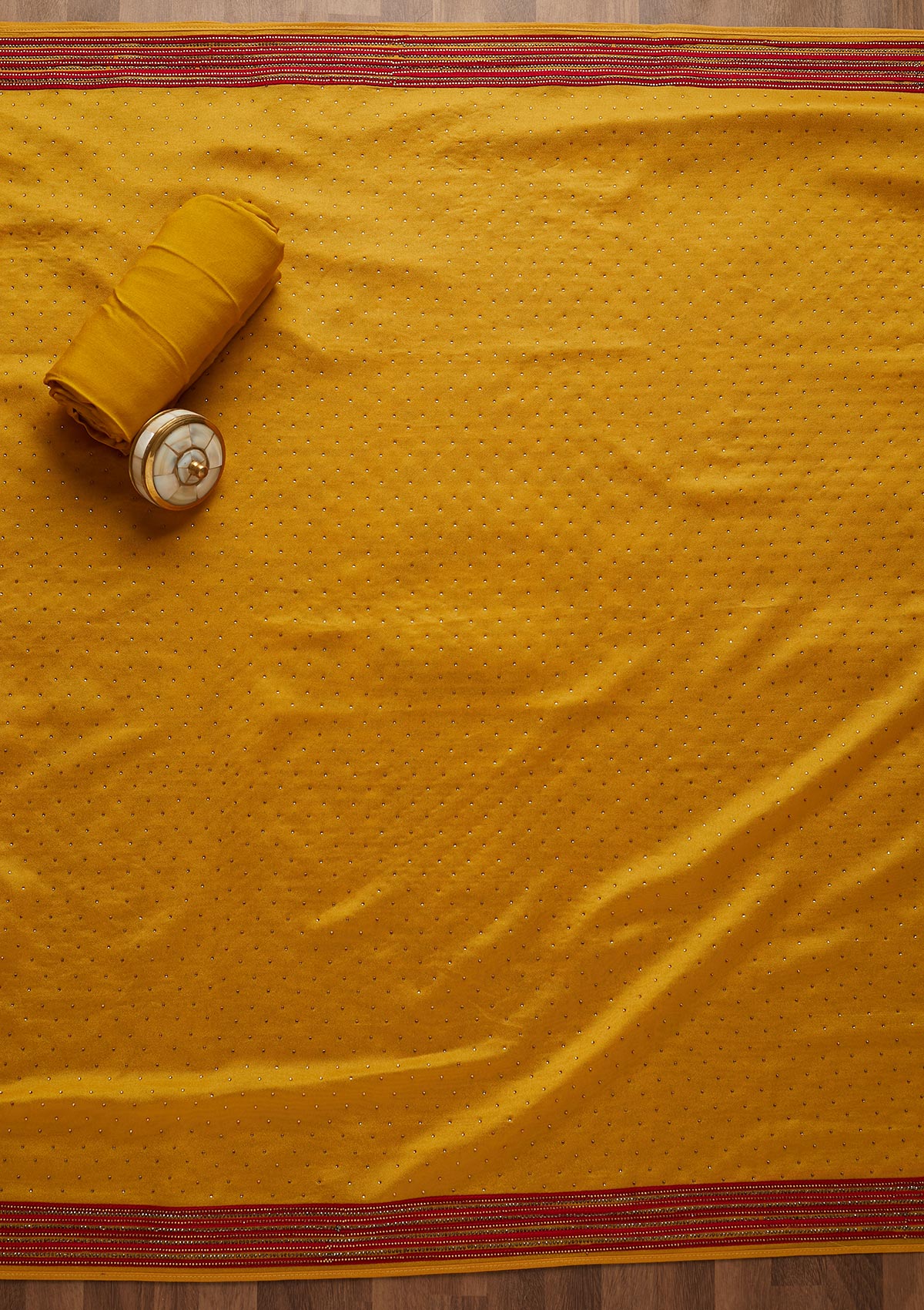 Yellow Zariwork Raw Silk Unstitched Salwar Suit