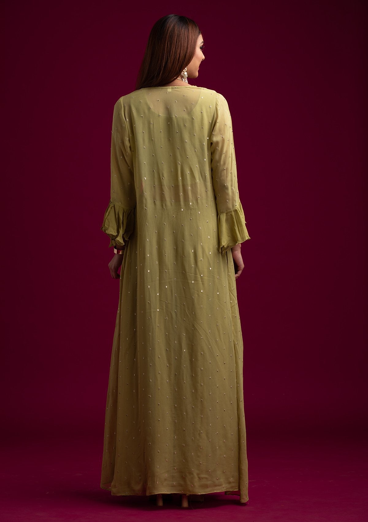 Mehendi Sequins Georgette Designer Salwar Suit