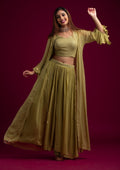 Mehendi Sequins Georgette Designer Salwar Suit