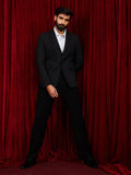 Men's Black Embossed Bafta Blazer & Straight Pant Co-ord Set