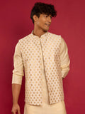 Men's Cream Silk Blend Nehru Jacket