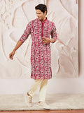 Men's Maroon Embroidered Fox Georgette Kurta Pyjama Set
