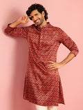 Men's Maroon Silk Blend Kurta