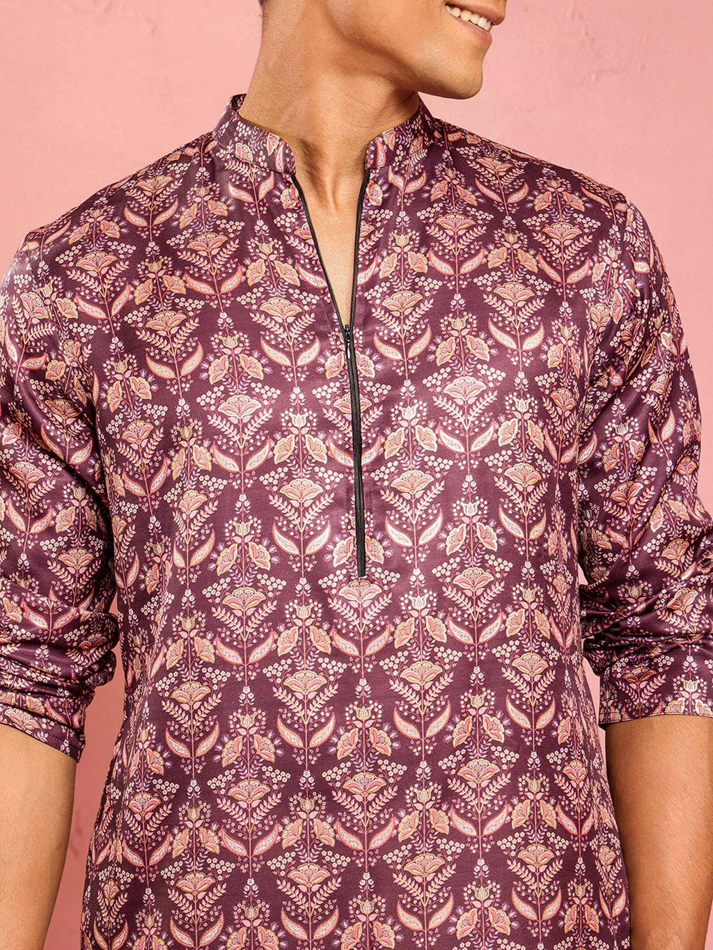 Men's Purple Silk Blend Kurta