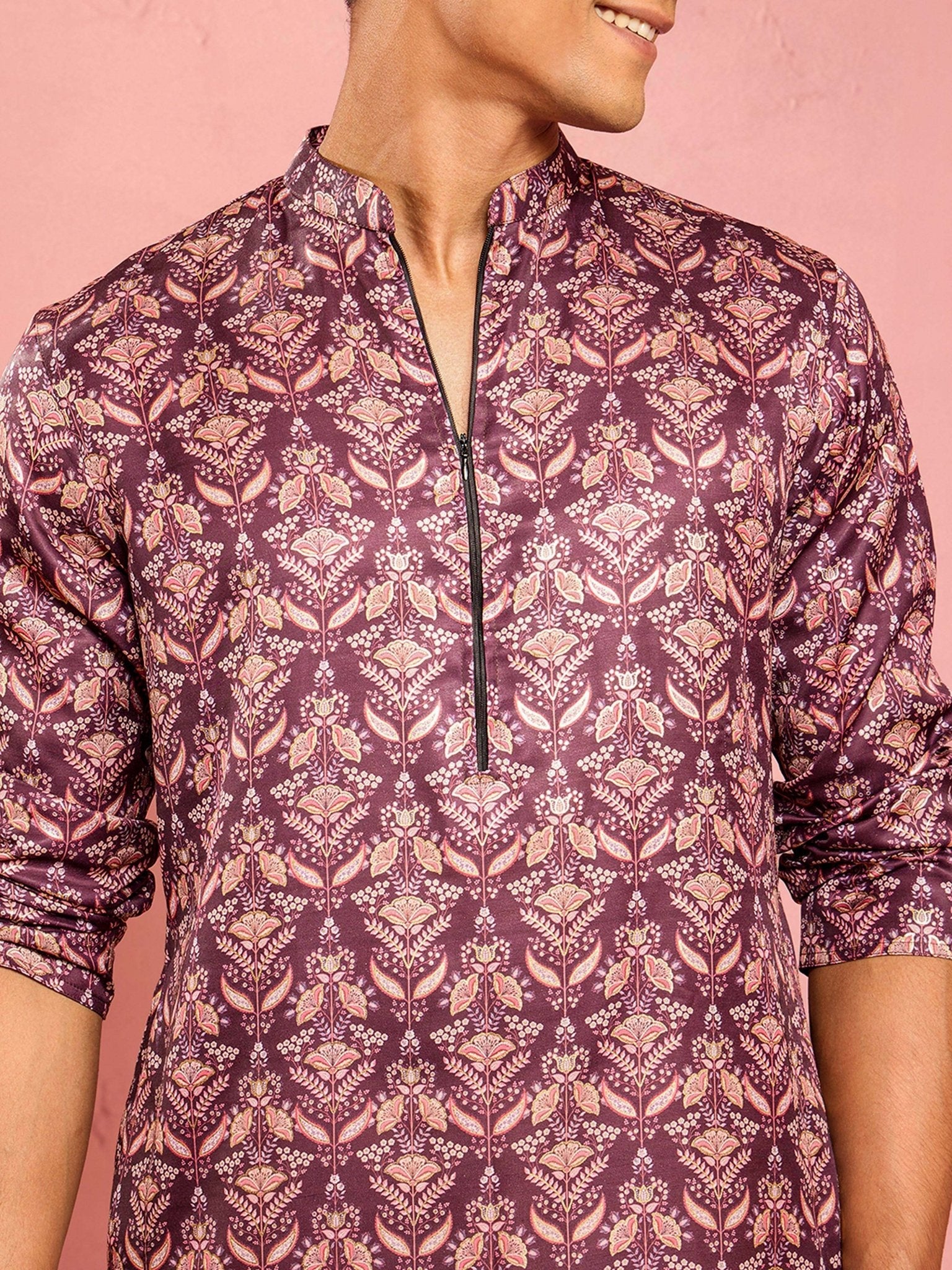 Men's Purple Silk Blend Kurta