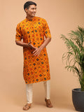 Men's Yellow Silk Blend Kurta Pyjama Set