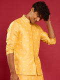 Men's Yellow Silk Blend Nehru Jacket