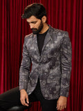 Men's's Black Velvet Digital Print Blazer