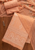 Peach Chikankari Georgette Unstitched Salwar Suit