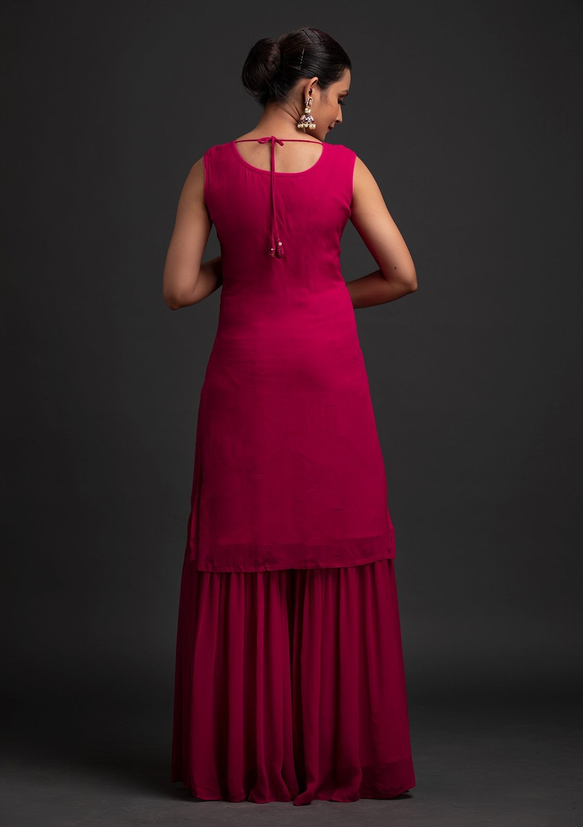 Rani Pink Sequins Semi Crepe Designer Salwar Suit