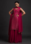Rani Pink Sequins Semi Crepe Designer Salwar Suit