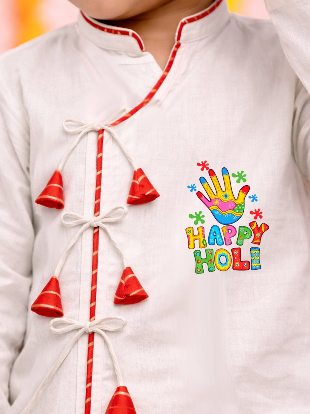Vastramay Boys White Cotton Angrakha Kurta Dhoti Set