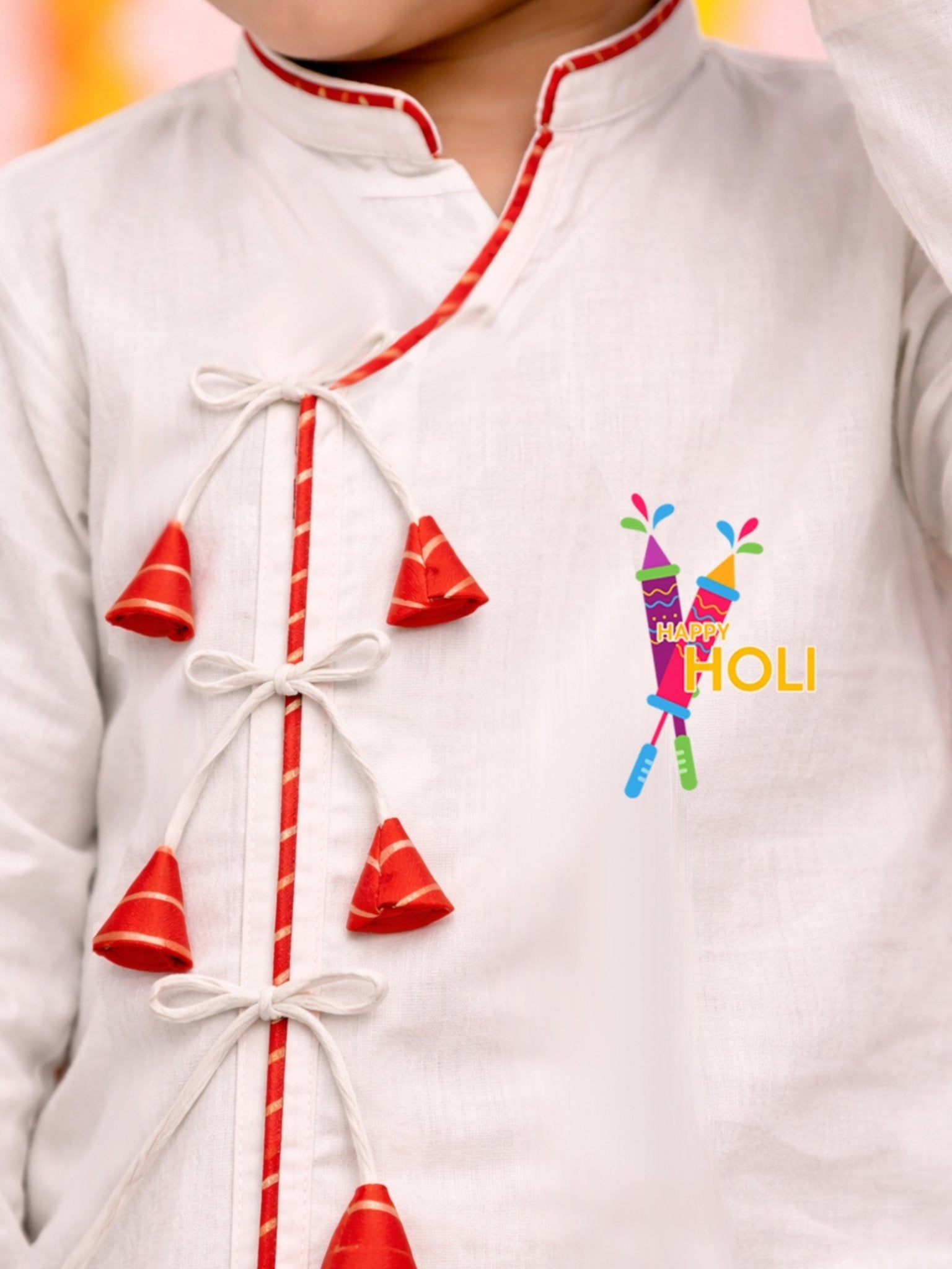 Vastramay Boys White Cotton Angrakha Kurta Dhoti Set
