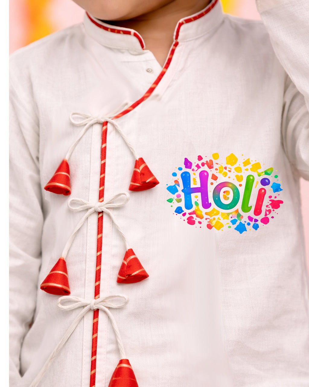 Vastramay Boys White Cotton Angrakha Kurta Dhoti Set