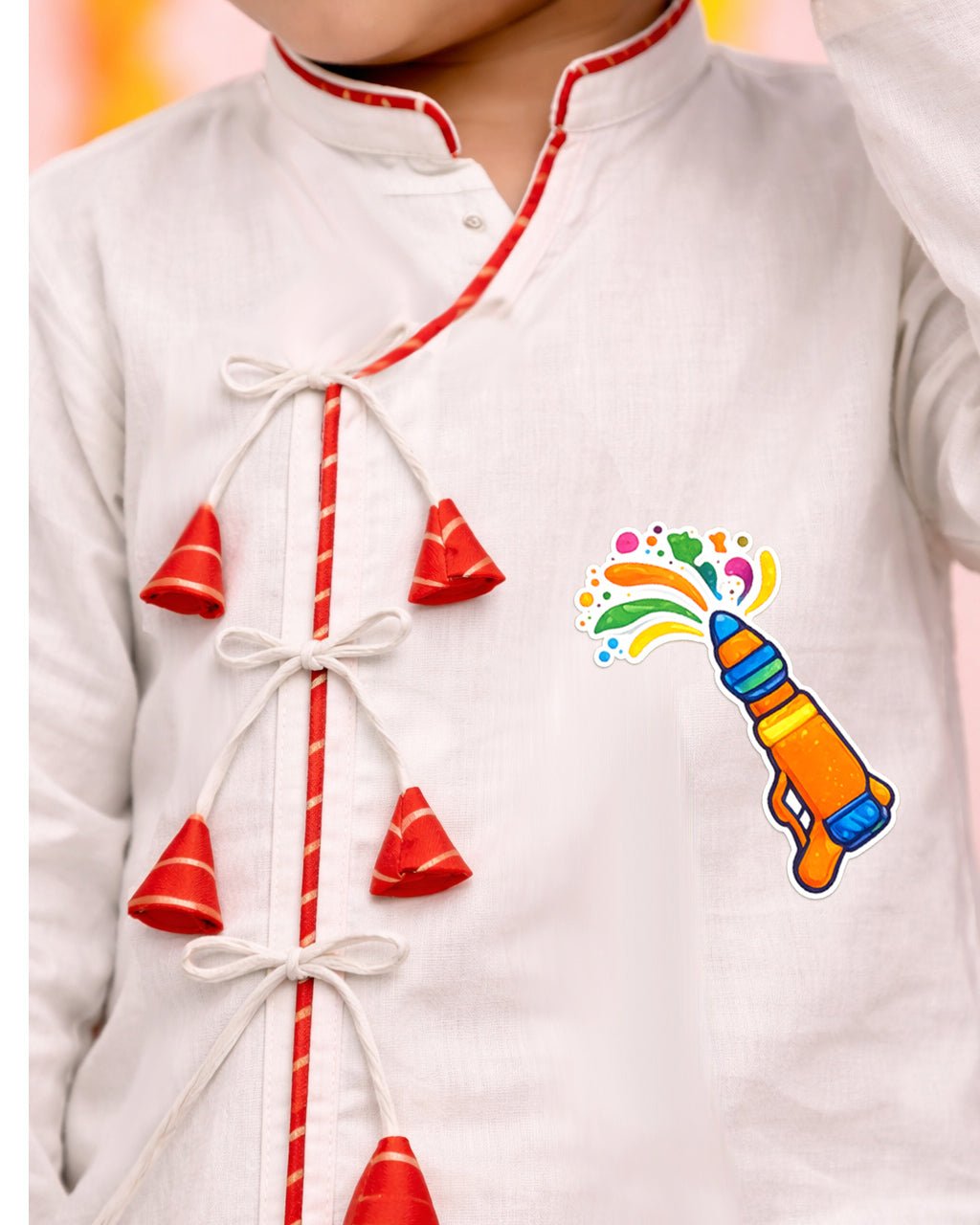 Vastramay Boys White Cotton Angrakha Kurta Dhoti Set